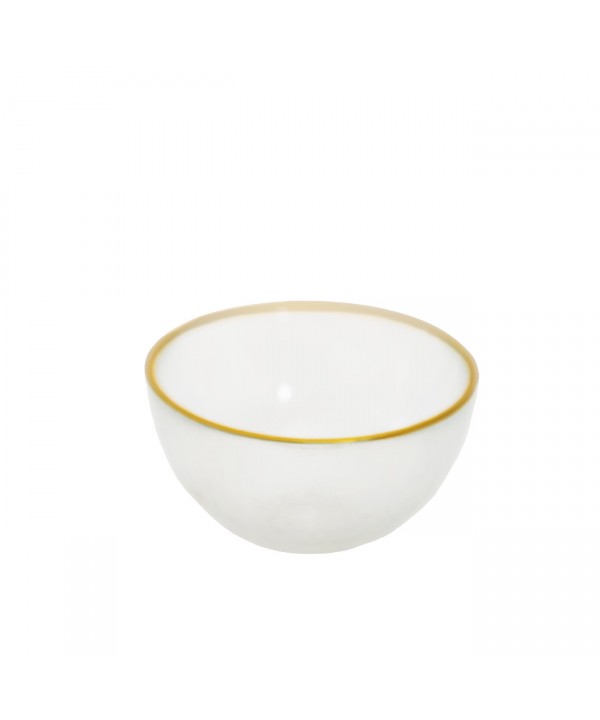 GLASS BOWL WITH GOLD RIM 9X9X3CM