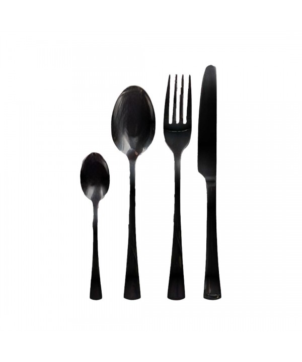 24 PIECES CUTLERY SET SHINY BLACK COLOR SERVICE FOR 6