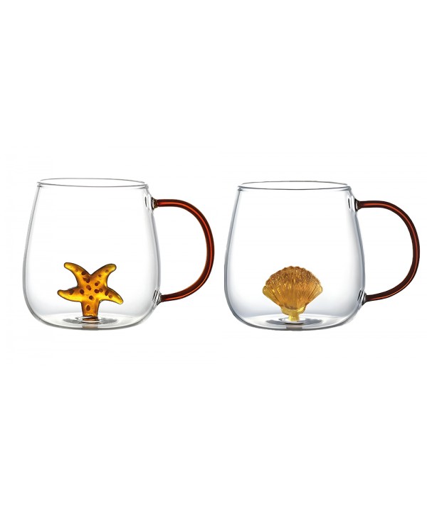 STAR AND GOLD SHELL TEA CUPS - SET OF 2