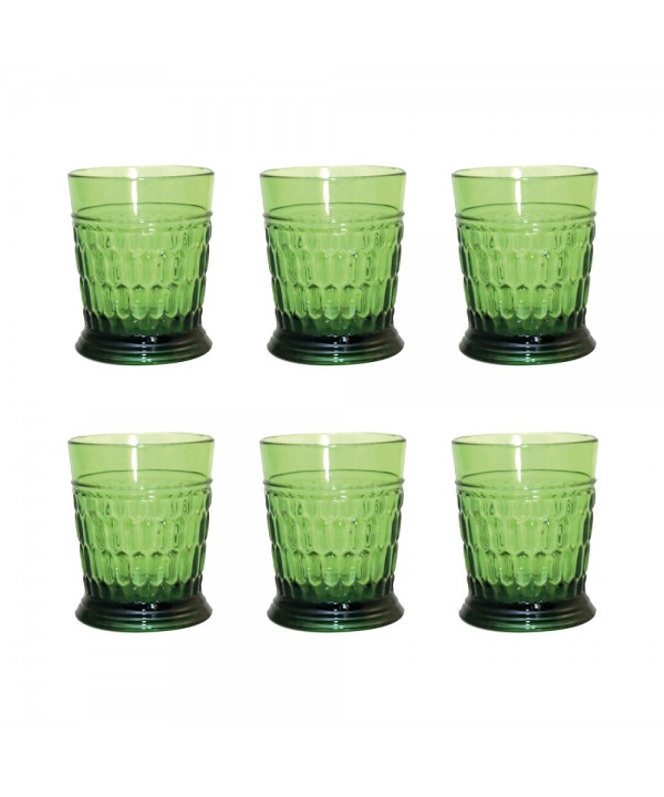 SET OF 6  GREEN TUMBLER GLASSES