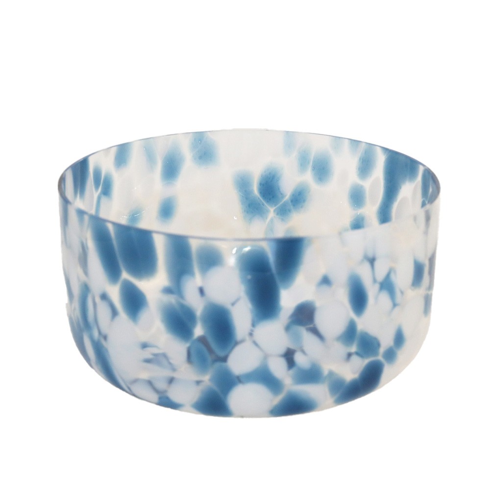 BLUE AND WHITE GLASS SALAD BOWL 24.5X24.5X12.5CM