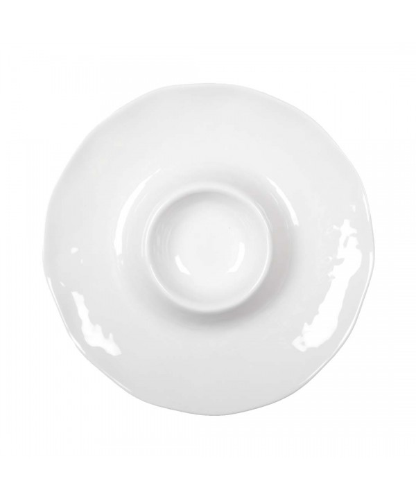 CHIP AND DIP WHITE MELAMINE APERITIF DISH 35X35X3CM