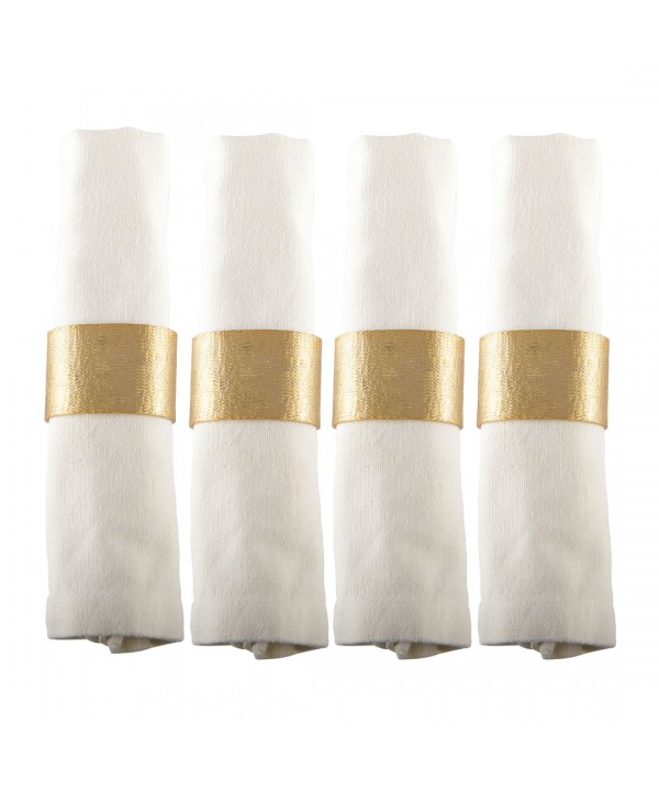 SET OF 4 GOLD BRUSH NAPKIN RING 