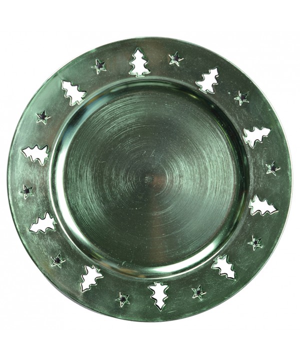 SHINY GREEN COASTER WITH CHRISTMASTREE DECOR