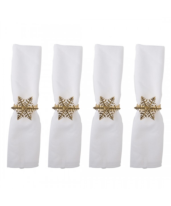  SET OF 4 NAPKIN RINGS SNOWFLAKE