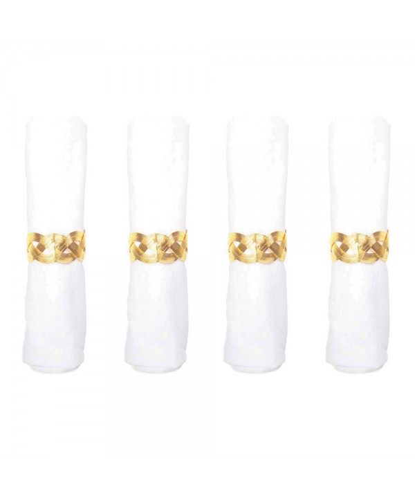 SET OF 4 GOLDEN BRAIDED NAPKIN RINGS