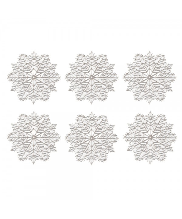 SET OF 6 SILVER COASTER SNOWFLAKE