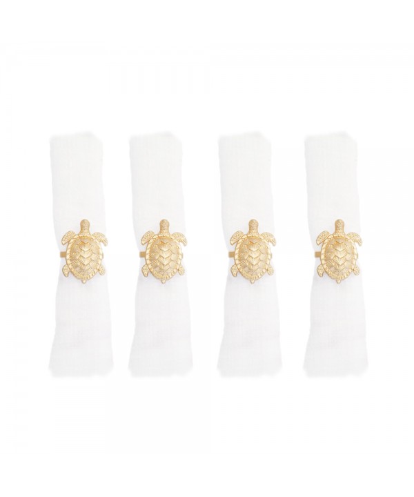 SET OF 4 GOLDEN TURTLE NAPKIN RINGS