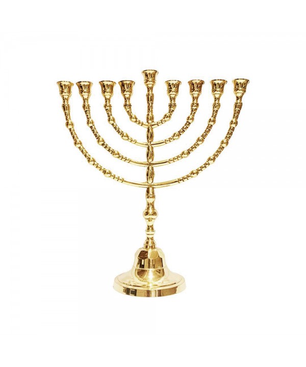 9-LIGHT GILDED METAL MENORAH H30CM