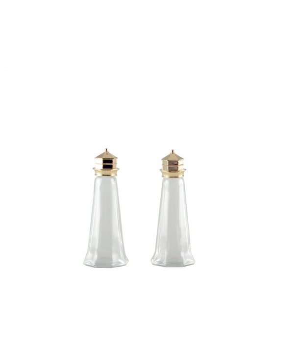 GOLD SALT AND PEPPER SHAKERS 4.6X4.6X11.5CM