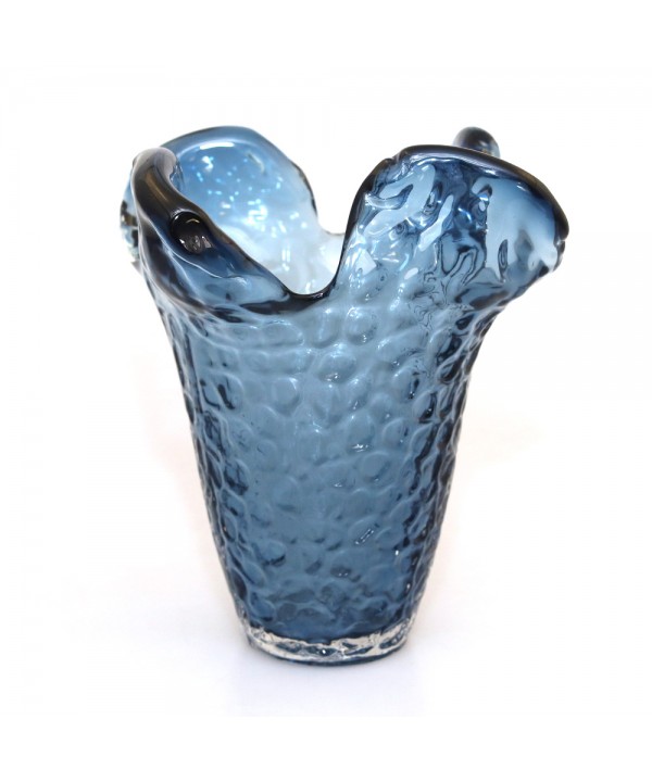 BLUE GLASS VASE 22X22X22CM