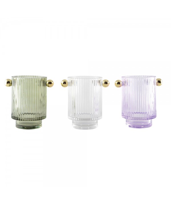 CANDLE HOLDERS 3 COLORS 8.8X12.5X13CM - SET OF 6