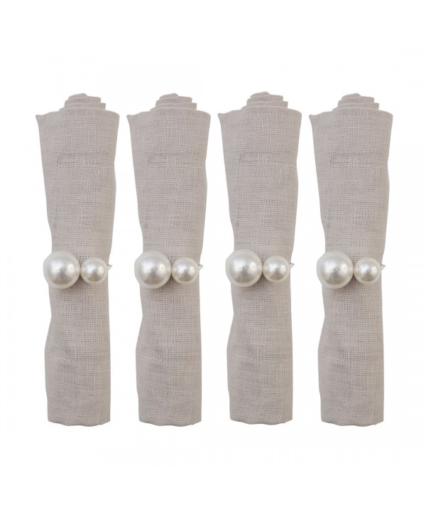 SET OF 4 NAPKIN RINGS DOUBLE PEARL