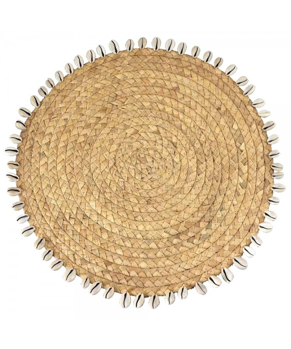 WICKER TRIVET WITH SHELLS