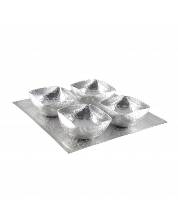 TRAY WITH 4 BOWLS IN ALUMINIUM