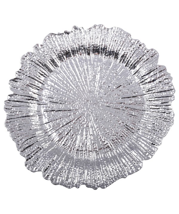 PLACEMAT SHINY SILVER FLOWER