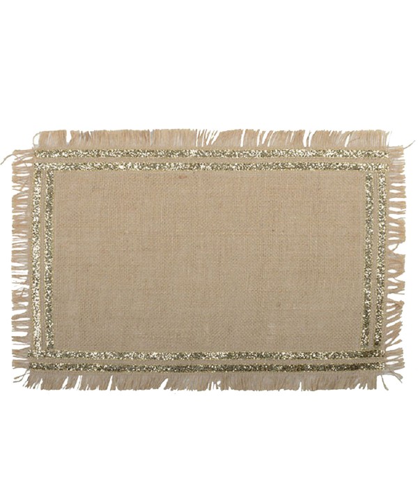 RECTANGULAR JUTE PLACEMAT NATURAL WITH GOLD TRIM